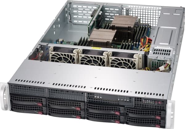 Supermicro SC825 TQC-R802WB - Rackmonterbar 2U - forbedret og utvidet ATX - SATA/SAS - hot-swap 800 watt - svart