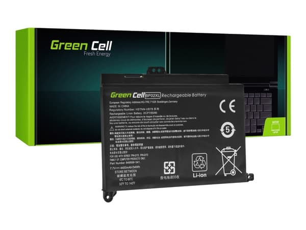 Green Cell - Batteri til bærbar PC (tilsvarer: HP BP02XL) - litiumpolymer - 2-cellers - 4400 mAh - 34 Wh - svart - for HP Pavilion Laptop 15