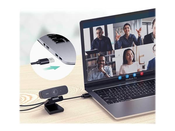 Aukey PC-W3 - Webbkamera - färg - 2 MP - 1920 x 1080 - 1080p - fast lins - ljud - USB