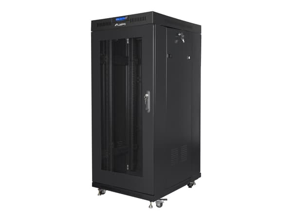 Lanberg - Rack skåp - med 4 kylfläktar, skärm - svart, RAL 9004 - 27U - 19"