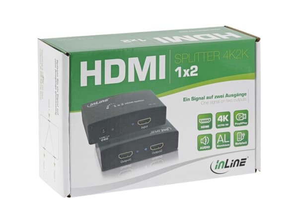 InLine 65009, HDMI, 2x HDMI, 1.4a, Sort, Aluminium
