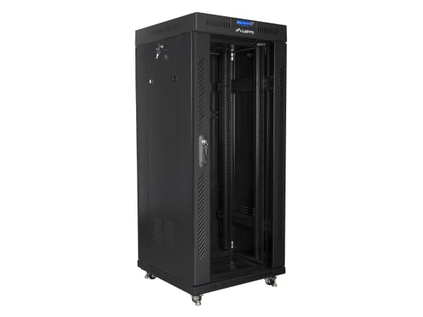 Lanberg - Rack skåp - med 2 kylfläktar, skärm - svart, RAL 9004 - 27U - 19"