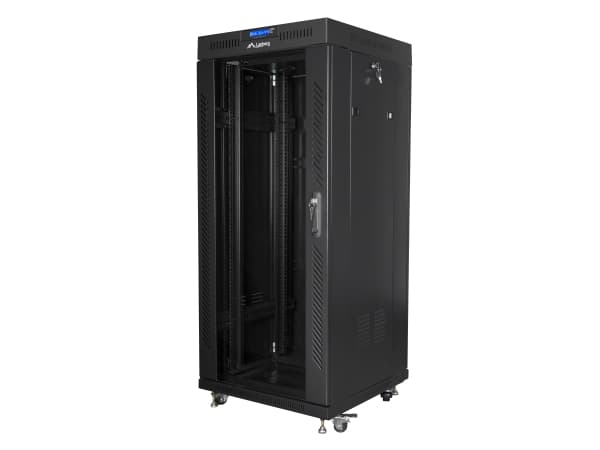Lanberg - Rack skåp - med 2 kylfläktar, skärm - svart, RAL 9004 - 27U - 19"