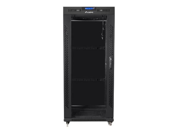 Lanberg - Rack skåp - med 2 kylfläktar, skärm - svart, RAL 9004 - 27U - 19"
