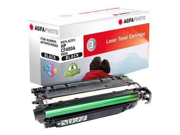 AgfaPhoto - Svart - kompatibel - gjenfabrikert - tonerpatron (alternativ for: HP 655A, HP CF450A) - for HP Color LaserJet Managed Flow MFP M681; Lase