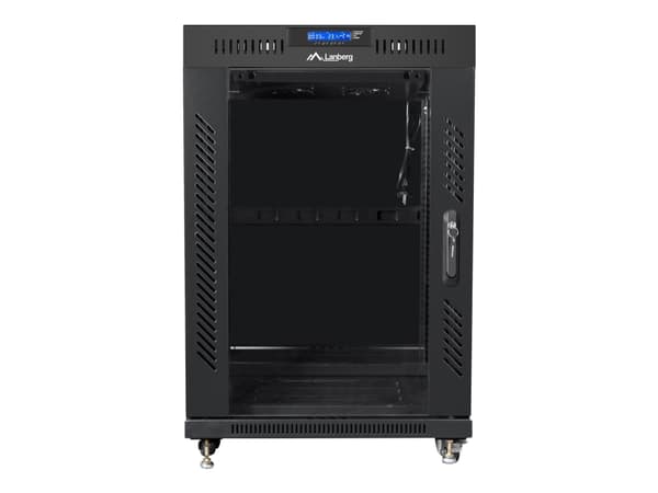 Lanberg - Rack skap - med 4 kjølevifter, display - svart, RAL 9004 - 15U - 19"