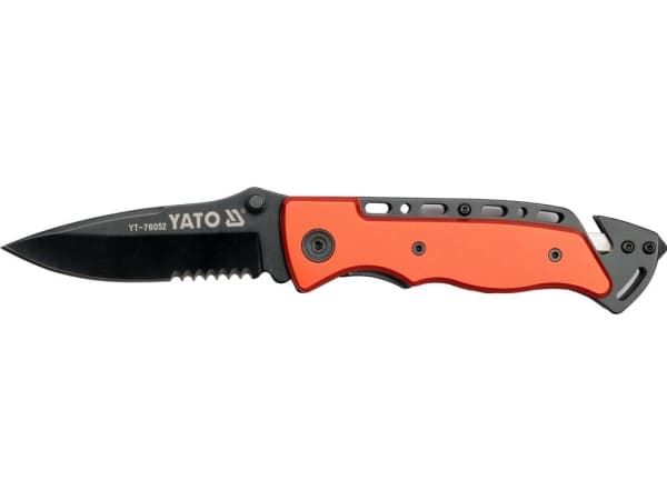 Yato YT-76052, Single/enkelt, Foldekniv, Drop punkt, Rustfritt stål, Rustfritt stål, Sort, Grå, Oransje