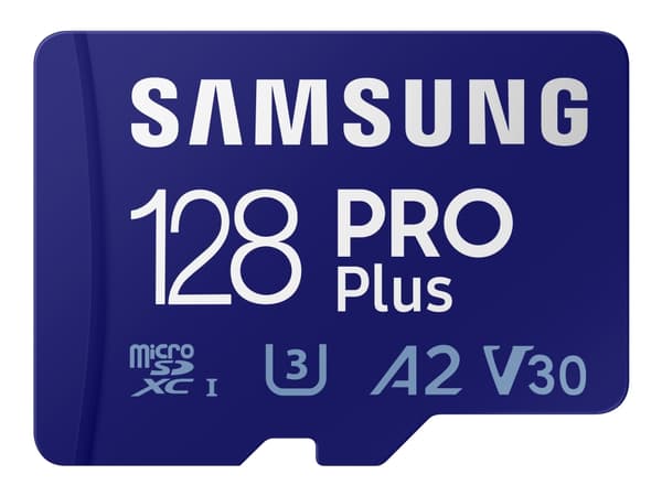 Samsung PRO Plus MB-MD128KA - Flashminnekort (microSDXC til SD-adapter inkludert) - 128 GB - A2 / Video Class V30 / UHS-I U3 / Class10 - microSDXC UH