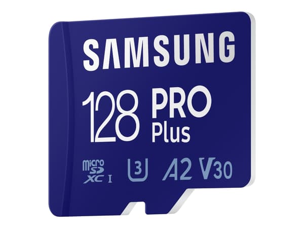 Samsung PRO Plus MB-MD128KA - Flashminnekort (microSDXC til SD-adapter inkludert) - 128 GB - A2 / Video Class V30 / UHS-I U3 / Class10 - microSDXC UH