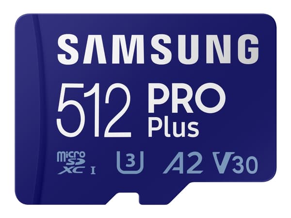 Samsung PRO Plus MB-MD512KA - Flashhukommelseskort (microSDXC til SD adapter inkluderet) - 512 GB - A2 / Video Class V30 / UHS-I U3 / Class10 - micro