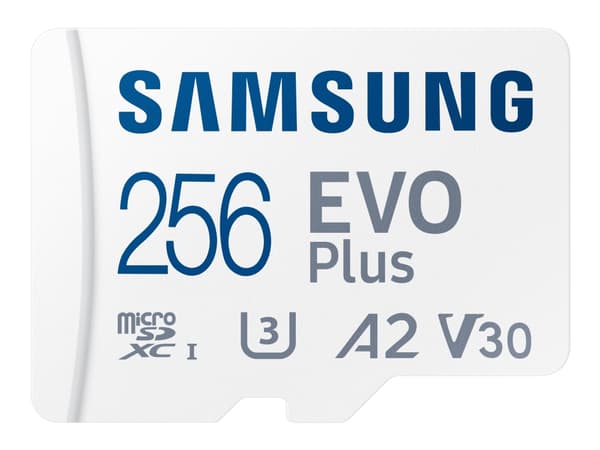 Samsung EVO Plus MB-MC256KA - Flashminnekort (microSDXC til SD-adapter inkludert) - 256 GB - A2 / Video Class V30 / UHS-I U3 / Class10 - microSDXC UH
