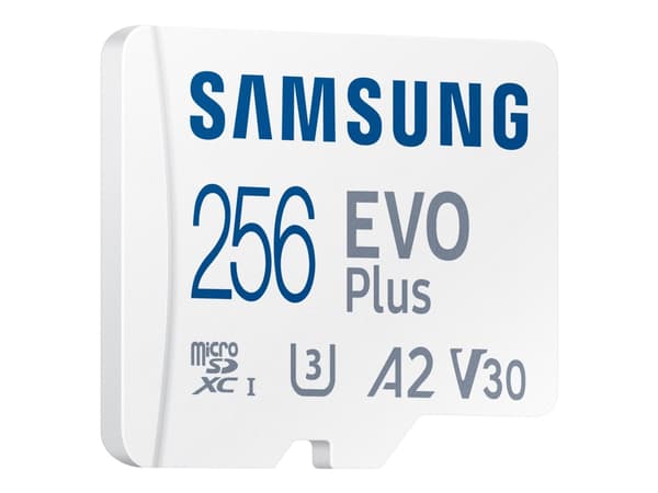 Samsung EVO Plus MB-MC256KA - Flashminnekort (microSDXC til SD-adapter inkludert) - 256 GB - A2 / Video Class V30 / UHS-I U3 / Class10 - microSDXC UH