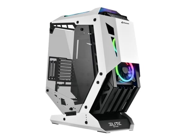 Sharkoon Elite Shark CA700 - Mid tower - ATX - genomskinlig sidopanel (härdat glas) - ingen strömförsörjning - USB/ljud Svart, Vit