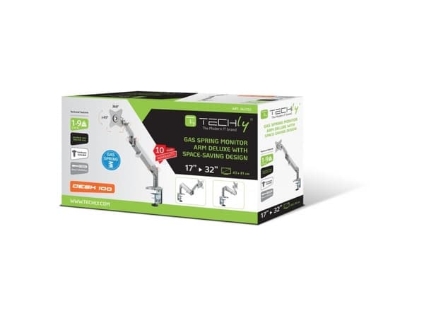 Techly ICA-LCD 441 montering/stativ for skjerm 81,3 cm (32") Klemmer Sølv, Hvit