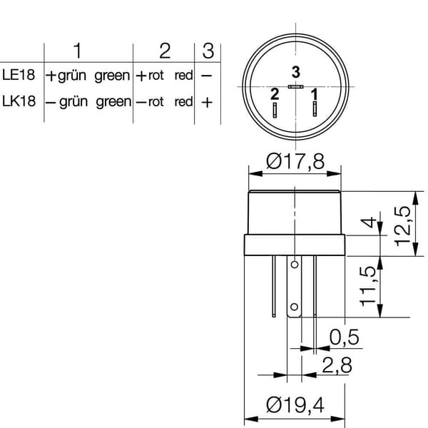 Signal Construct LK18212 LED flerfärg Röd, Grön 12 V/DC Bulk