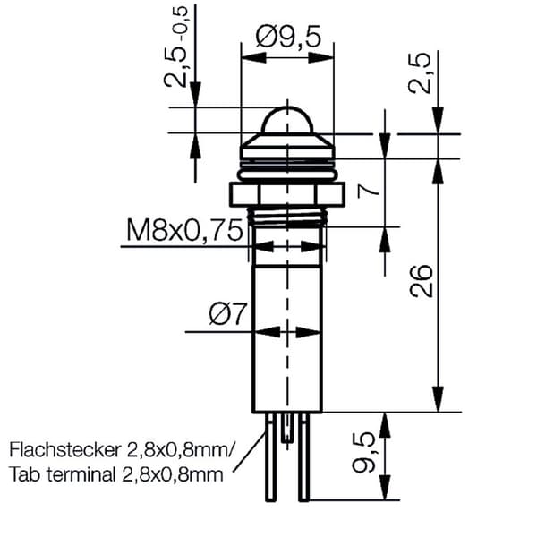 Signal Construct SWQU08024A LED-signallampa Röd 24 V DC/AC Tray