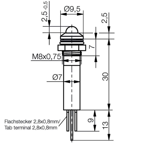 Signal Construct SWQU08428CRA LED-signallampa Blå 230 V/AC, 130 V/DC Tray