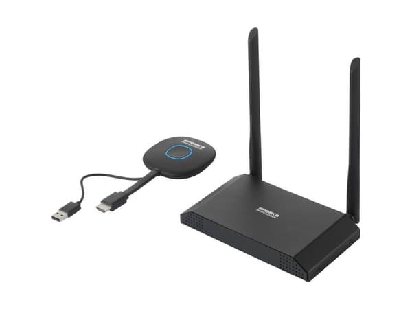 SpeaKa Professional SP-VShare langaton 4K UHD esitysjärjestelmä 4x Multi Viewer, digitaalinen valkotaulutoiminto, turvallinen langaton lähetys, Airpl