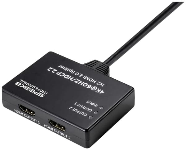 SpeaKa Professional SP-9443508, HDMI, 2x HDMI, 4096 x 2160 piksler, Sort, 4K Ultra HD, 0,6 m