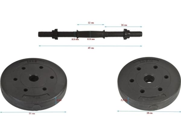 Eb Fit dumbbell B/Box bitumen 2 x 8 kg