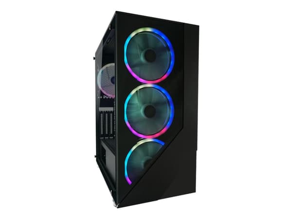 LC Power Gaming 803B Shaded_X - Mid tower - ATX - sidepanel med vindu (herdet glass) - ingen strømforsyning - svart - USB/lyd