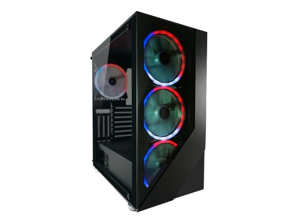 LC Power Gaming 803B Shaded_X - Mid tower - ATX - sidepanel med vindu (herdet glass) - ingen strømforsyning - svart - USB/lyd