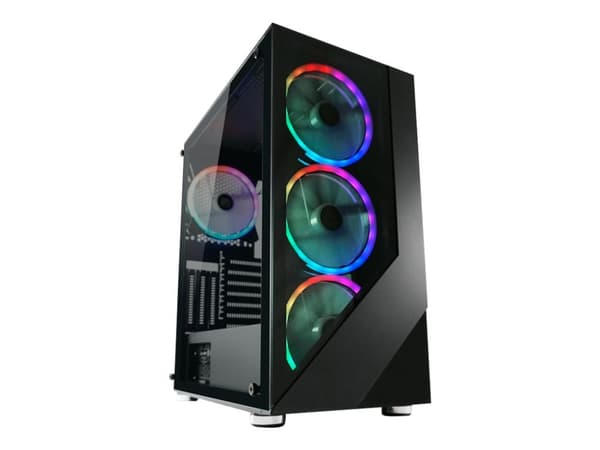 LC Power Gaming 803B Shaded_X - Mid tower - ATX - sidepanel med vindu (herdet glass) - ingen strømforsyning - svart - USB/lyd