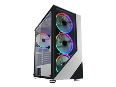 LC Power Gaming 803W Lucid_X - Mid tower - ATX - genomskinlig sidopanel (härdat glas) - ingen strömförsörjning - vit, genomskinligt svart - USB/ljud Svart, Vit
