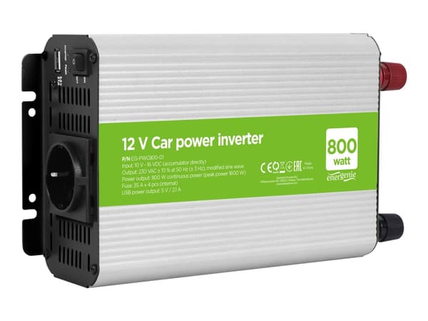 EnerGenie - DC til AC invertteri - DC 10 - 16 V - 800 Watt Harmaa
