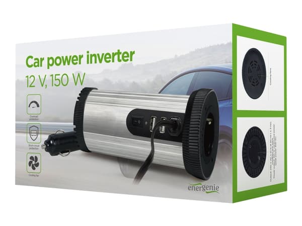 EnerGenie - DC-AC strøminverter - DC 10 - 16 V - 150 watt Sort, Grå