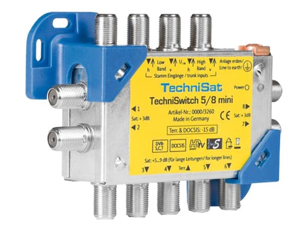 TechniSat TechniSwitch 5/8 mini - Satellitt / jordsignalsmultisvitsj - blå, gul