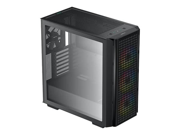 DeepCool CG540 - Mid tower - utökad ATX - genomskinlig sidopanel (härdat glas) - ingen strömförsörjning (ATX / PS/2) - svart - USB/ljud