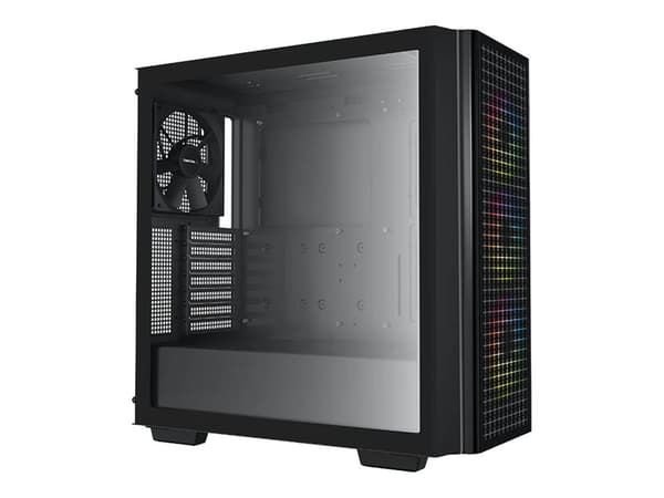 DeepCool CG540 - Mid tower - utökad ATX - genomskinlig sidopanel (härdat glas) - ingen strömförsörjning (ATX / PS/2) - svart - USB/ljud