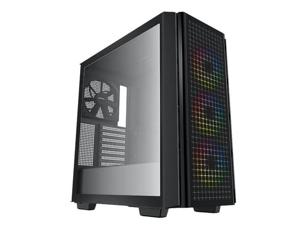 DeepCool CG540 - Mid tower - utökad ATX - genomskinlig sidopanel (härdat glas) - ingen strömförsörjning (ATX / PS/2) - svart - USB/ljud