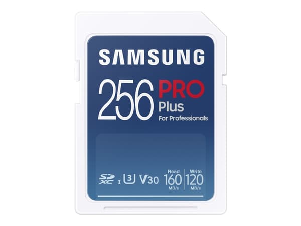 Samsung PRO Plus MB-SD256K - Flashminnekort - 256 GB - Video Class V30 / UHS-I U3 - SDXC UHS-I - hvit