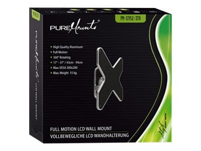PureMounts PM-Style-23a - Monteringssett (veggmontering) - for TV og skjerm - aluminium - svart, sølv - skjermstørrelse: inntil 28"