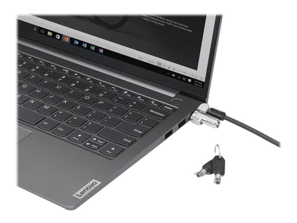 Kensington NanoSaver MasterKey Cable Lock - Sikkerhetskabellås - svart - 1.8 m - for ThinkCentre M75t Gen 2; ThinkPad L13 Yoga Gen 3; T14s Gen 3; X13