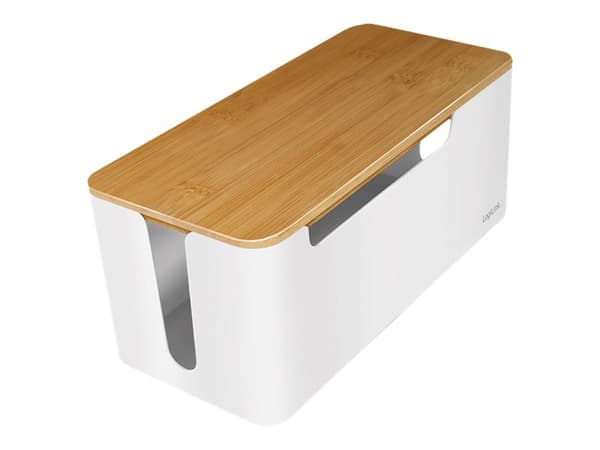 LogiLink - Kabelorganisator - med bambuslåg - hvit, bambus