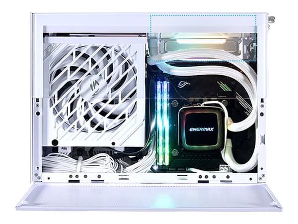 Lian Li Q58 - MT - mini-ITX - sidepanel med vindu (herdet glass) - ingen strømforsyning (ATX / SFX / SFX-L) - hvit - USB/lyd