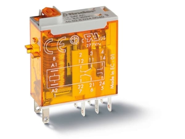 Finder 46.52.8.012.0040 Stikrelæ 12 V/AC 8 A 2 x omskifter 1 stk