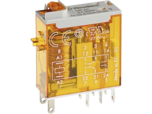 Finder 46.52.8.012.0040 Stikrelæ 12 V/AC 8 A 2 x omskifter 1 stk