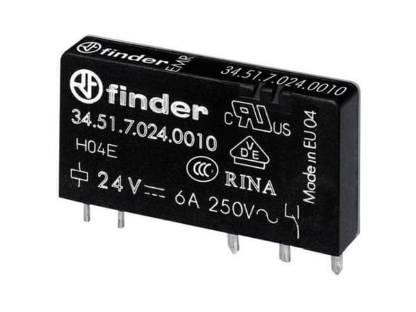 Finder 34.51.7.060.4010 Piirilevyrele 60 V/DC 6 A 1 x vaihtokoskettimen 20 kpl