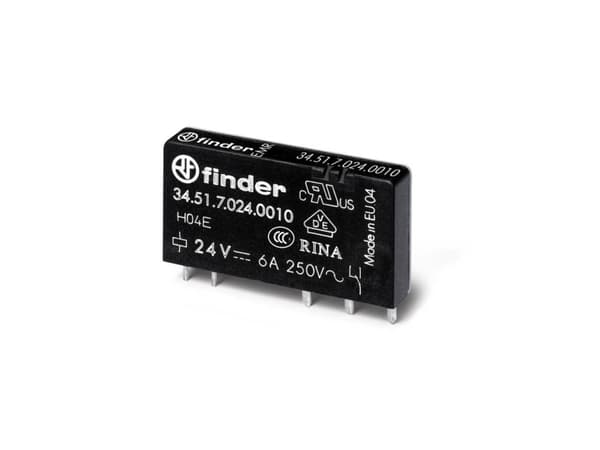 Finder 34.51.7.060.4010 Piirilevyrele 60 V/DC 6 A 1 x vaihtokoskettimen 20 kpl