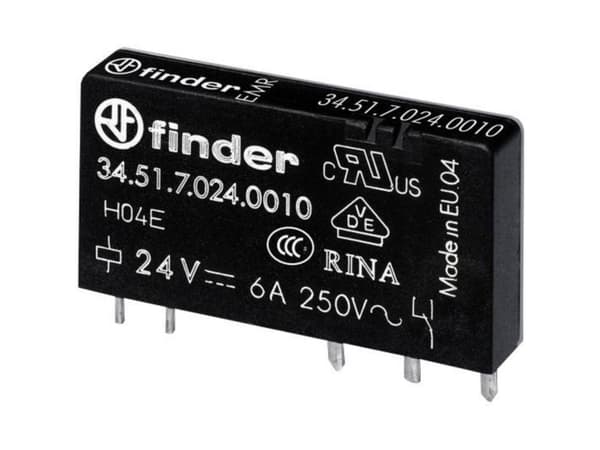 Finder 34.51.7.060.4010 Piirilevyrele 60 V/DC 6 A 1 x vaihtokoskettimen 20 kpl