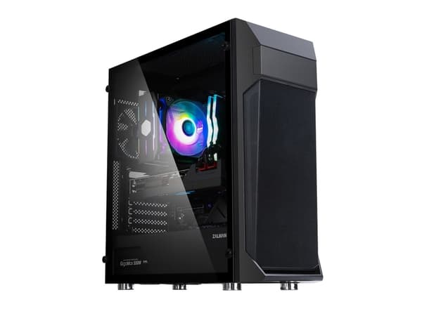 Zalman Z1 Plus ATX Mid Tower PC Case Pre-installed 2 x 120mm blue LED fan in front 1 Midi Tower Svart