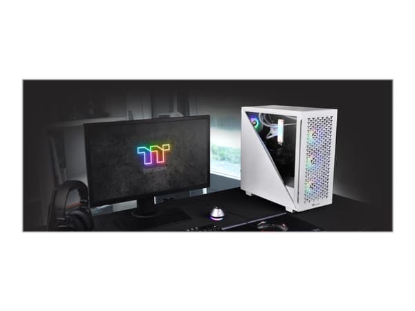 Thermaltake Divider 300 TG Air Snow - Mid tower - ATX - genomskinlig sidopanel (härdat glas) - ingen strömförsörjning (PS/2) - vit - USB/ljud Vit