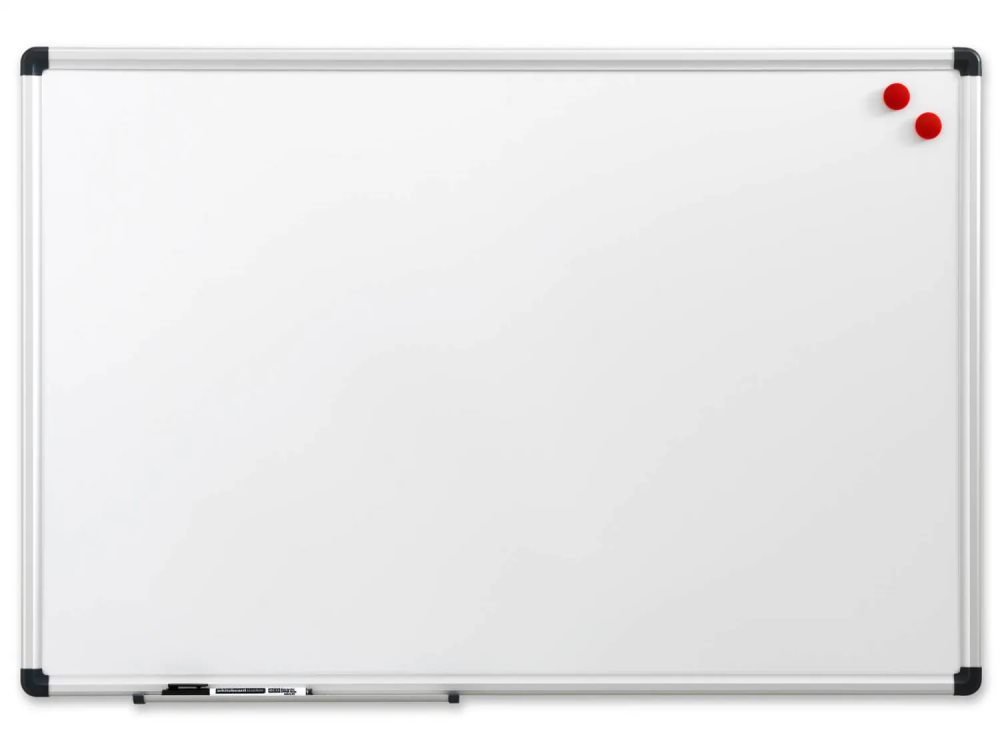 Whiteboard 90x60 cm magnetisk med aluminiumsramme inkl. 1 marker og 2 magneter