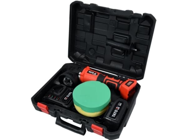 Yato YT-82920, Roterande polermaskin för bilen, 5000 RPM, Svart, Röd, 1,8 kg, Batteri