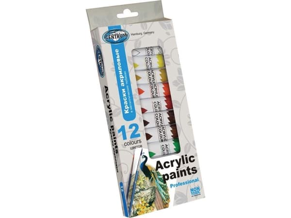 CENTRUM AKRYLFÄRGER 12 FÄRGER 12 ML TUBER