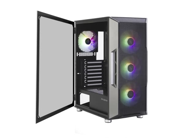 Zalman i3 NEO - Mid tower - ATX - genomskinlig sidopanel (härdat glas) - ingen strömförsörjning - svart och grå - USB/ljud